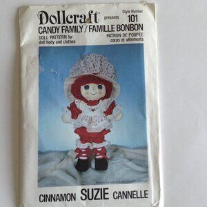 Dollcraft Uncut Pattern # 101 Vintage 1982 Candy Family Cinnamon Suzie Rag Doll